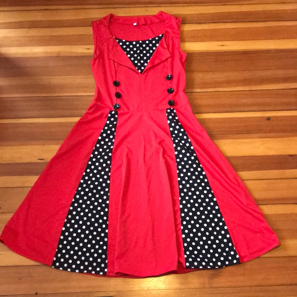 Fun Retro Rockabilly Polka Dot Fit & Flare Dress
